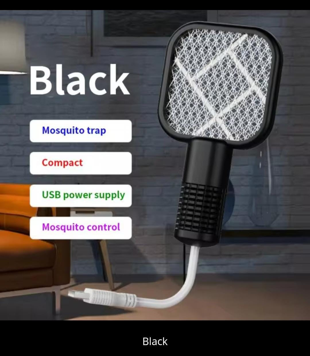 Electric Mosquito Killer Racket Lamp UV Light Insect Trap USB Zapper Home Indoor Pocket Size