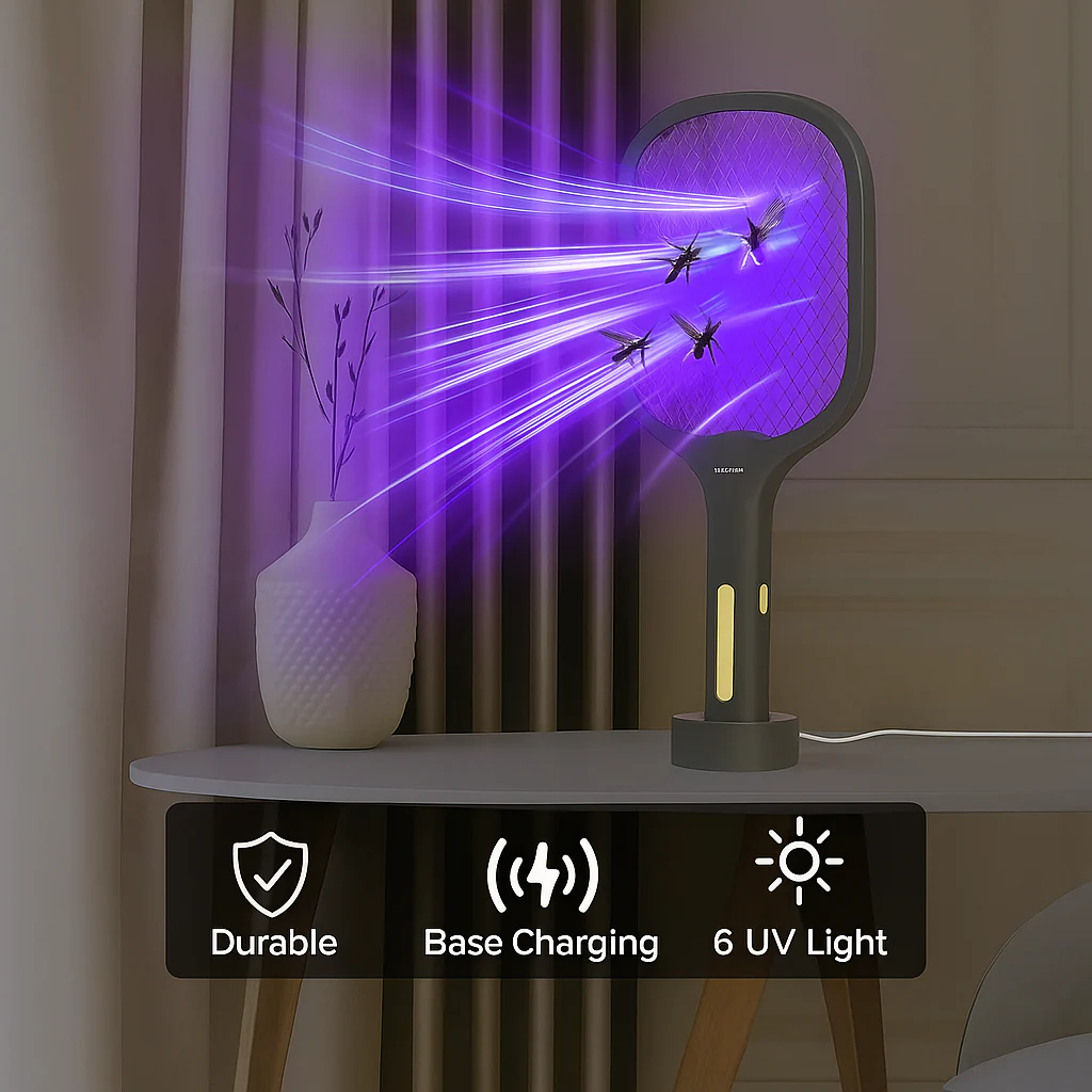Electric Mosquito Killer Racket Lamp UV Light Insect Trap USB Zapper Home Indoor Pocket Size